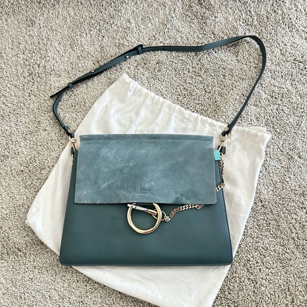 [New] Chloe Faye Medium Shoulder Bag - Cloud Blue